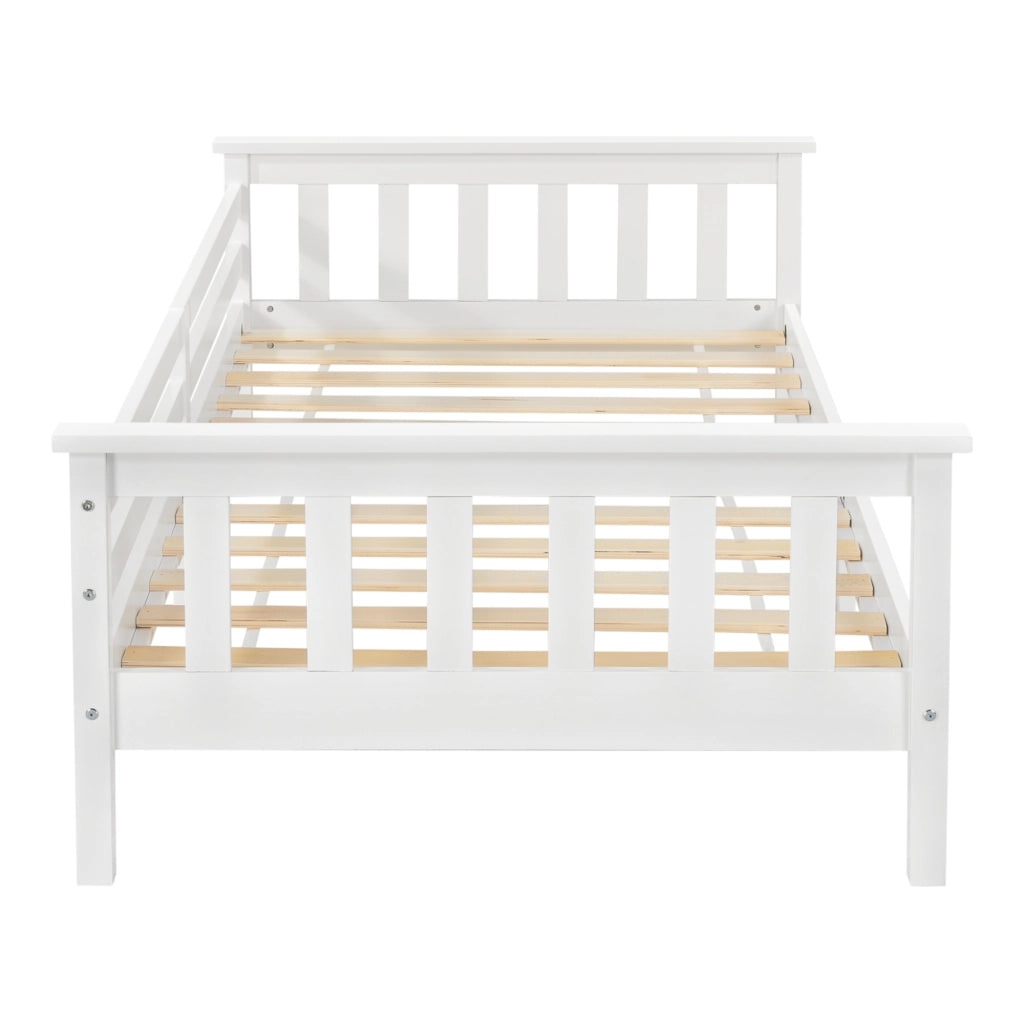 Letto per Cameretta Nuuk in Legno di Pino con Barre Protettive 80x160 cm Bianco [en.casa]