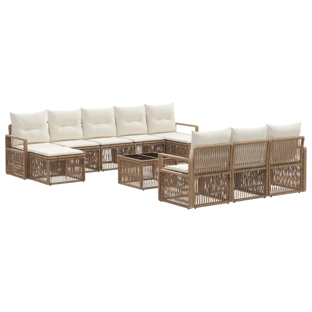 Set Divano da Giardino 11 pcs Beige polyrattan