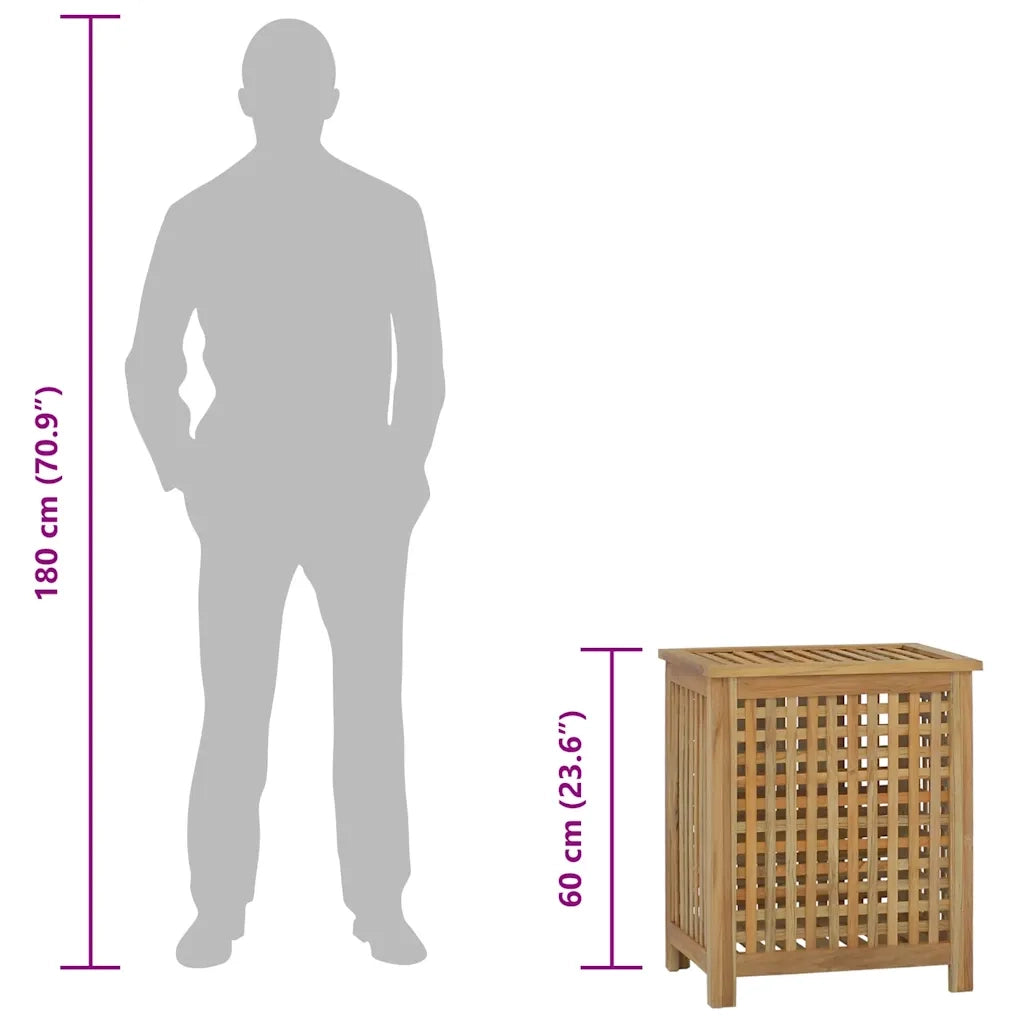 Cesto del Bucato 50x35x60 cm in Legno Massello di Teak cod mxl 64583