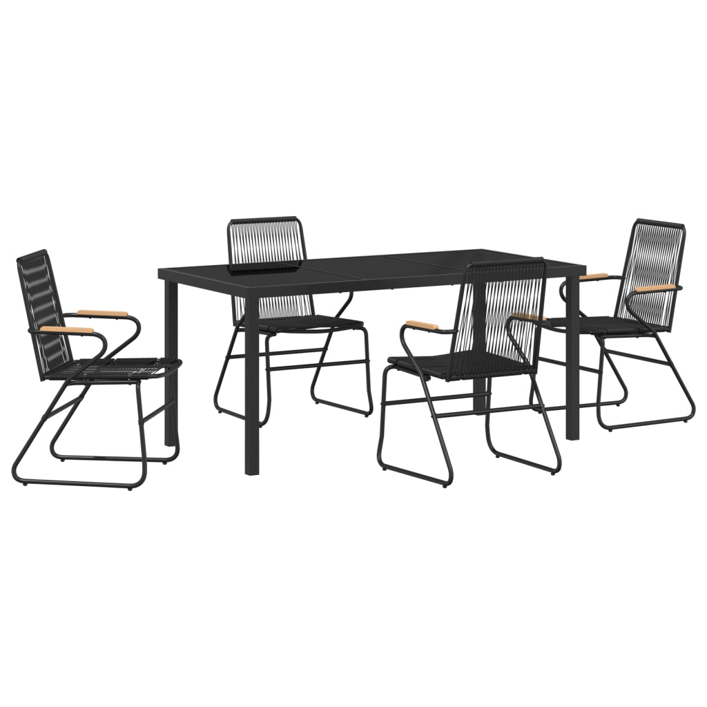 Set da Pranzo Giardiniere 5 Pezzi Nero Rattan PVC
