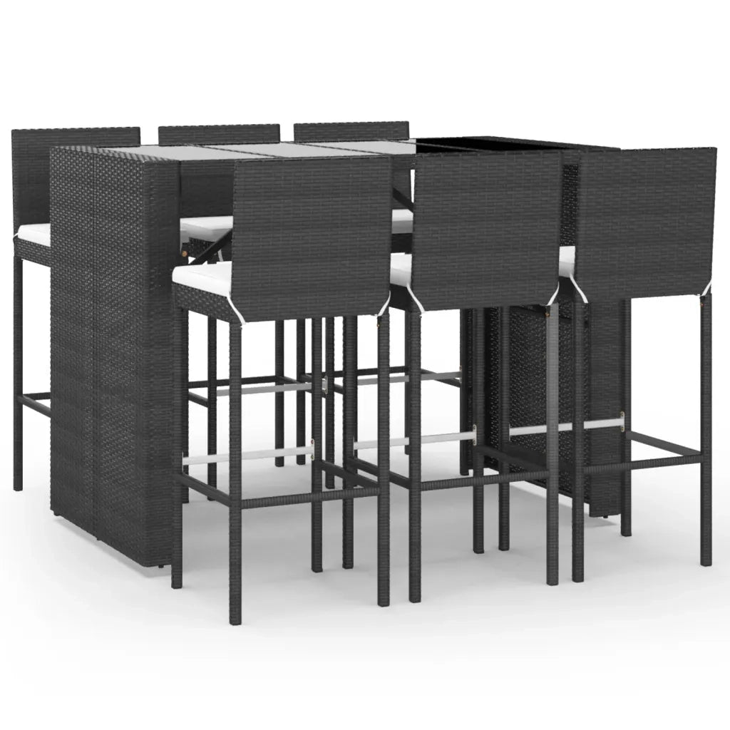 Set Bar da Giardino 7 pz con Cuscini in Polyrattan Nerocod mxl 100668