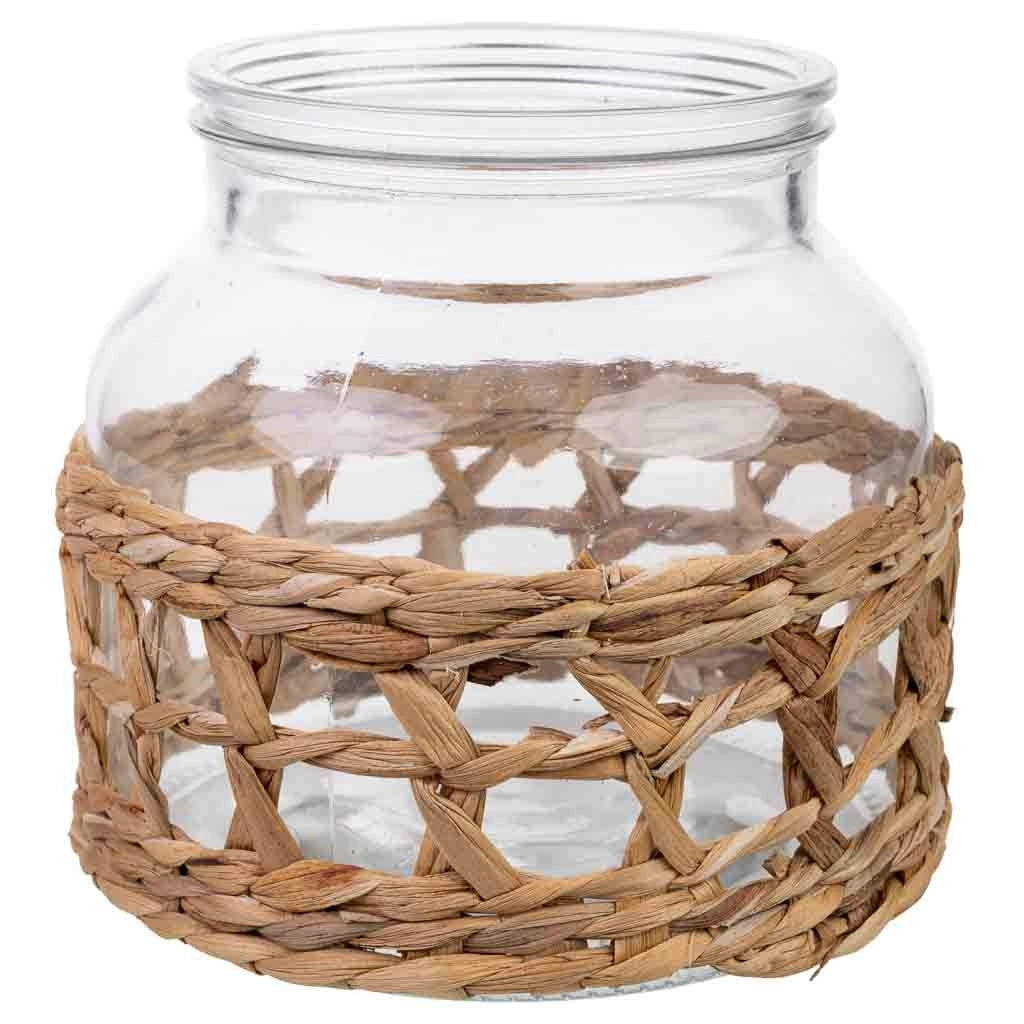 Vaso in vetro rivestito in fibre naturali D12x16h cm