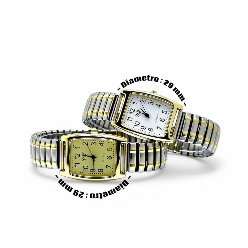 Trade Shop - Orologio Da Polso 29 Mm Acciaio Moderno Quadrante Bianco Cinturino Elastico Elegante -