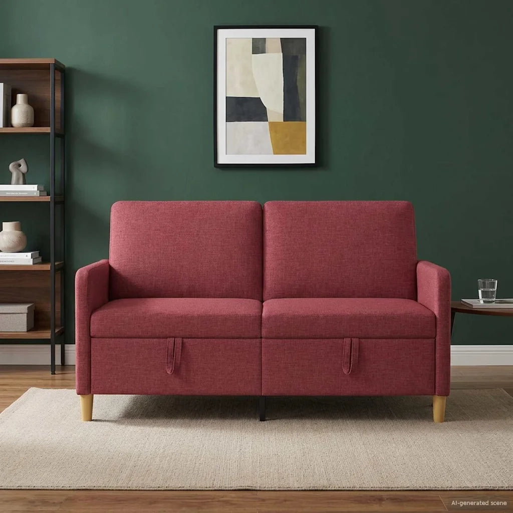 Divano con Storage Rosso Vino 152 x 78 x 87 cm Poliestere 42036922