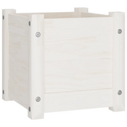 Fioriera | Cassetta per fiori | Vaso da Giardino Bianca 31x31x31 cm Legno Massello di Pino