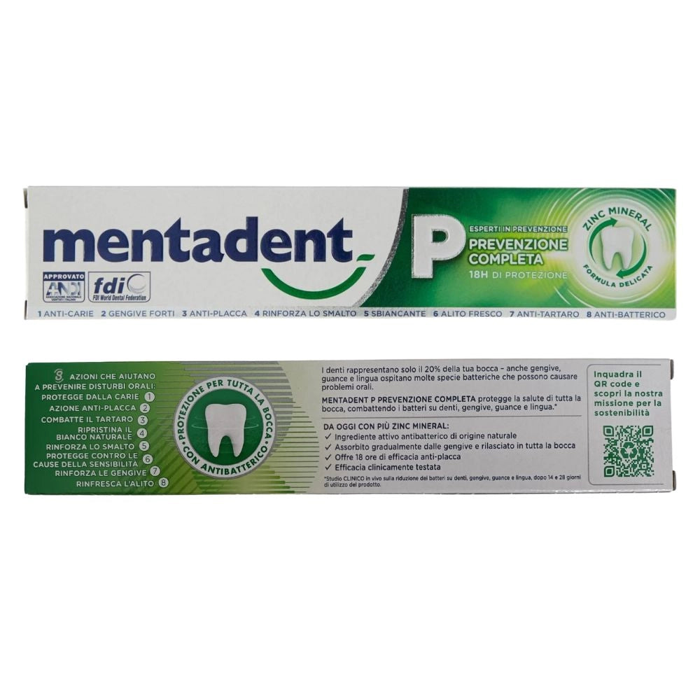 Dentifricio mentadent p prevenzione completa pezzi 3 verde 75 millilitri