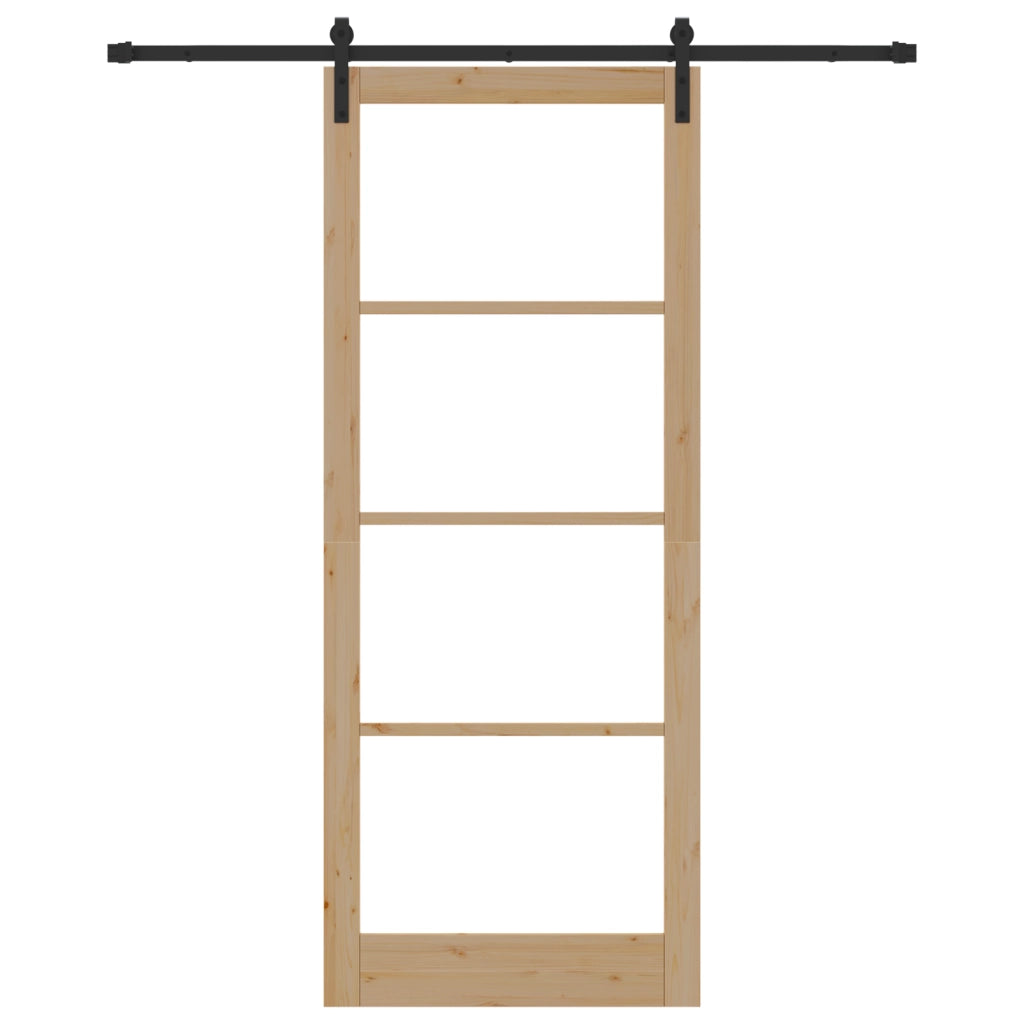 Porta Scorrevole  con Kit di Accessori 'ORKDAL'Legno Massello e Vetro