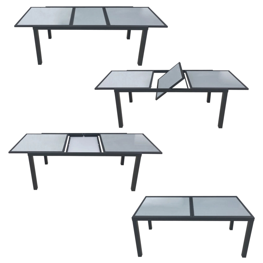 Set di mobili da giardino allungabili in textilene grigio FIRENZE 8 posti - alluminio antracite
