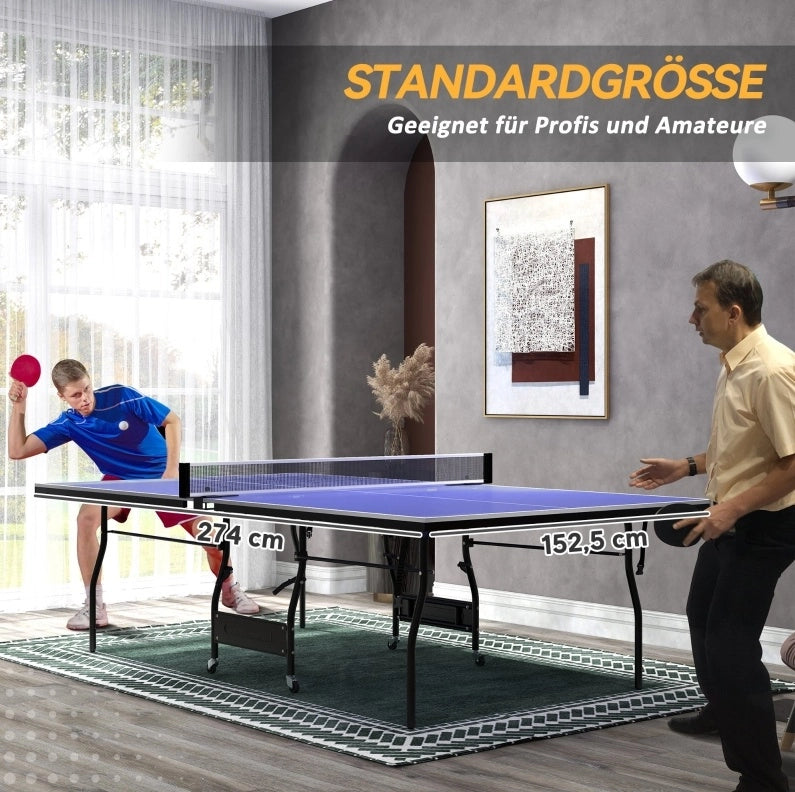Tavolo da ping pong pieghevole 274x152,5 cm con rete e accessori