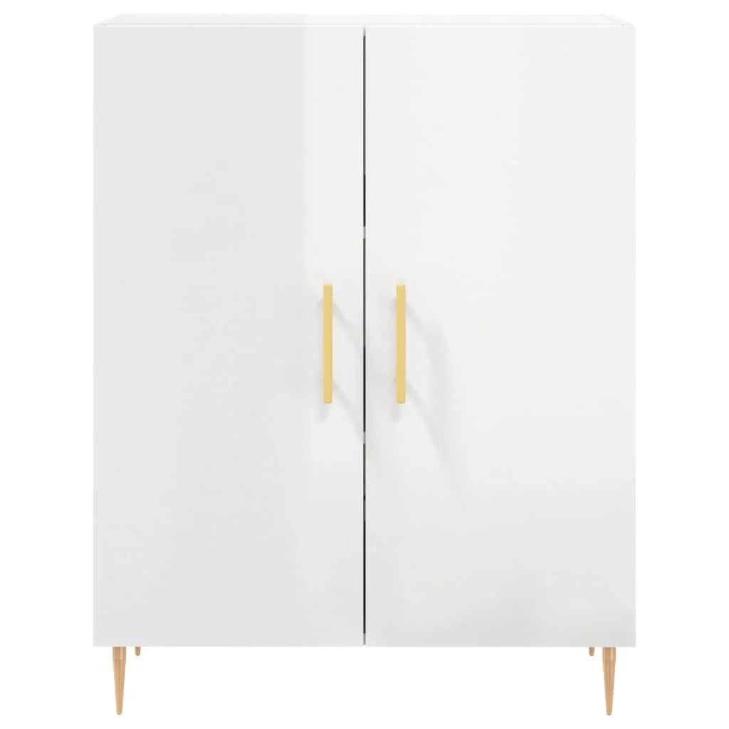 Buffet credenza cassettiera mobiletto mobile contenitore organizer per cucina soggiorno finitura lucida 69,5 x 34 x 90 cm legno ingegnerizzato bianco 02_0030751