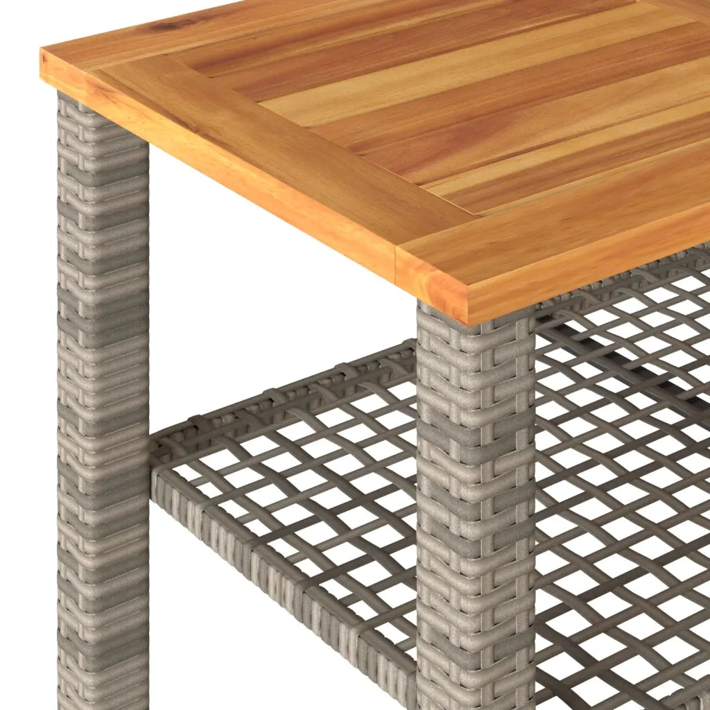 Tavolo da Giardino Grigio 70x38x42 cm Polyrattan e Legno Acacia 366271