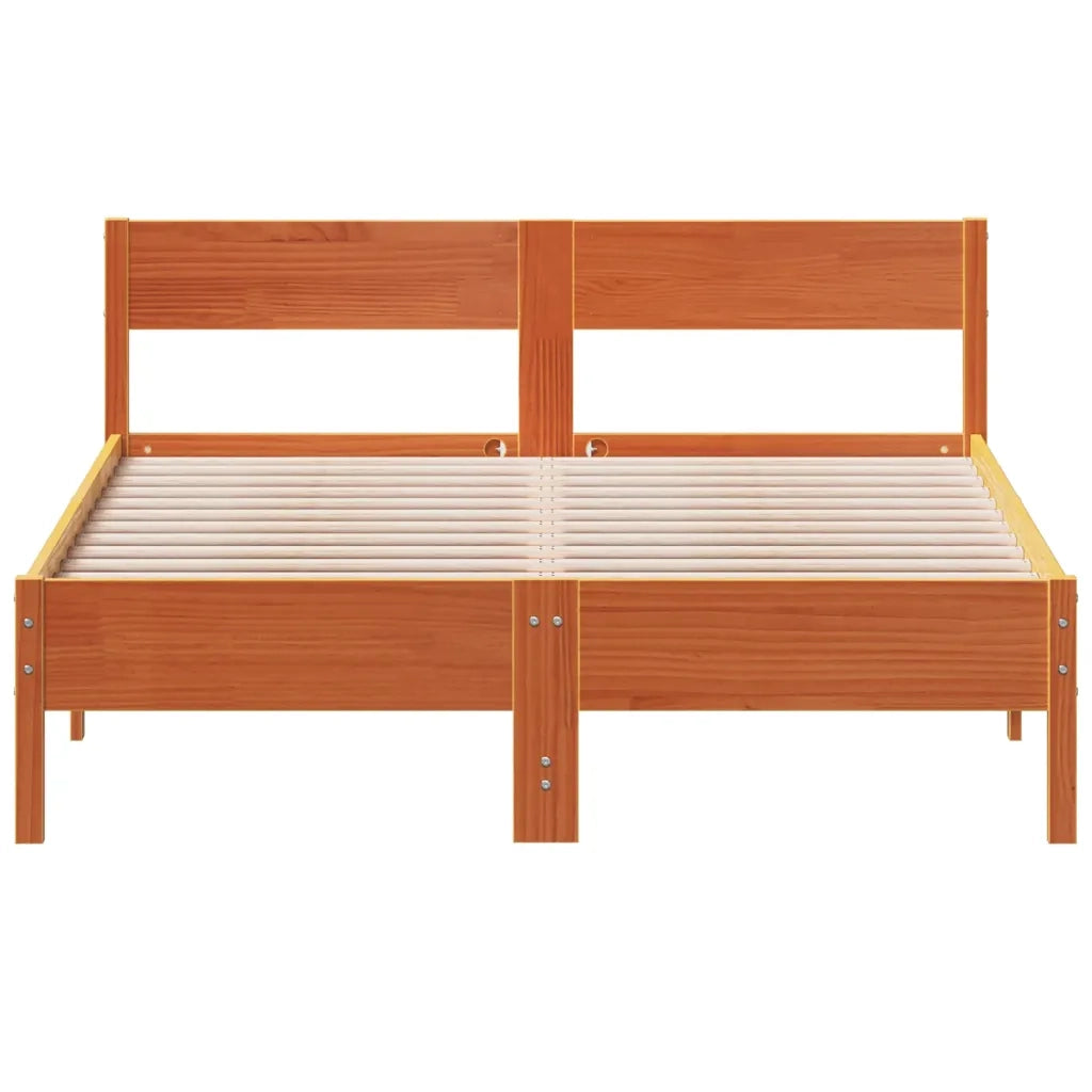 Letto senza Materasso Marrone Cera 140x190 cm in Legno di Pino