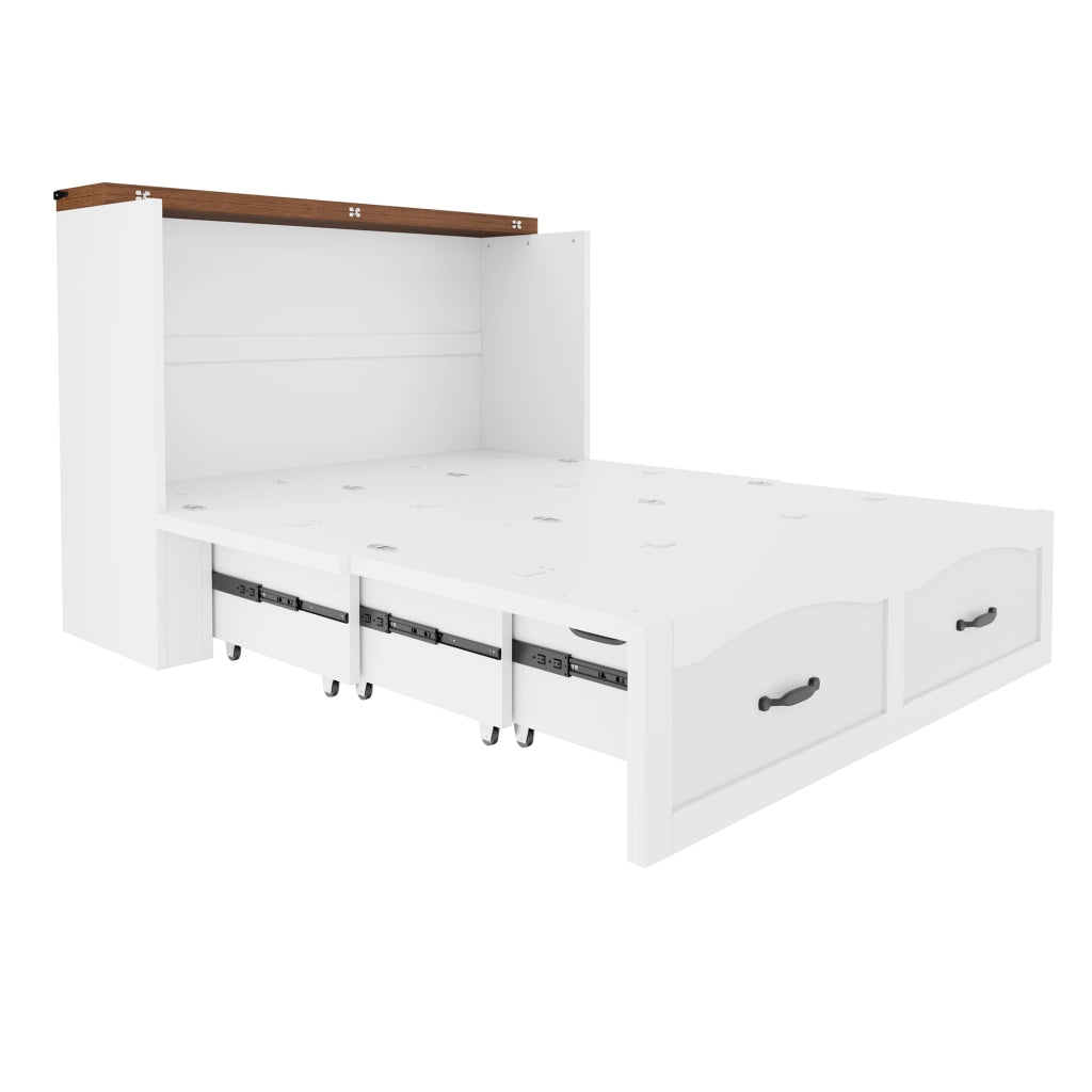 LETTO pieghevole estraibile 140x200 cm in legno e metallo bianco con presa UE