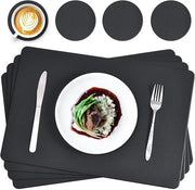 Set di placchette e sottopanchine da 4 pezzi - lavabile e antiscivolo con finitura in pelle.
