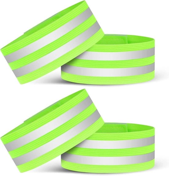 Pulsabronze con riflessi - 4 pezzi - 5x35cm cinturini di sicurezza per corsa - cinturini riflettenti con alta visibilità per biciclette e piedi - adesivi riflettenti autoadesivi - ideali per sport notturni e passeggiate con il cane