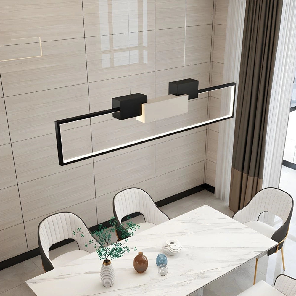 Trade Shop - Lampadario A Sospensione Led 36w Rettangolare Con Telecomando Design Moderno Nero 71585 -