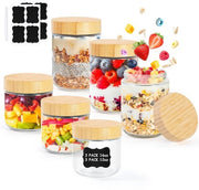 Contenitori per Overnight Oatmeal - Meal Prep in Vetro - Perfetti per Colazione - 450ml e 350ml - Ideali per Oats e Yogurt - Jars a Chiusura Ermetica