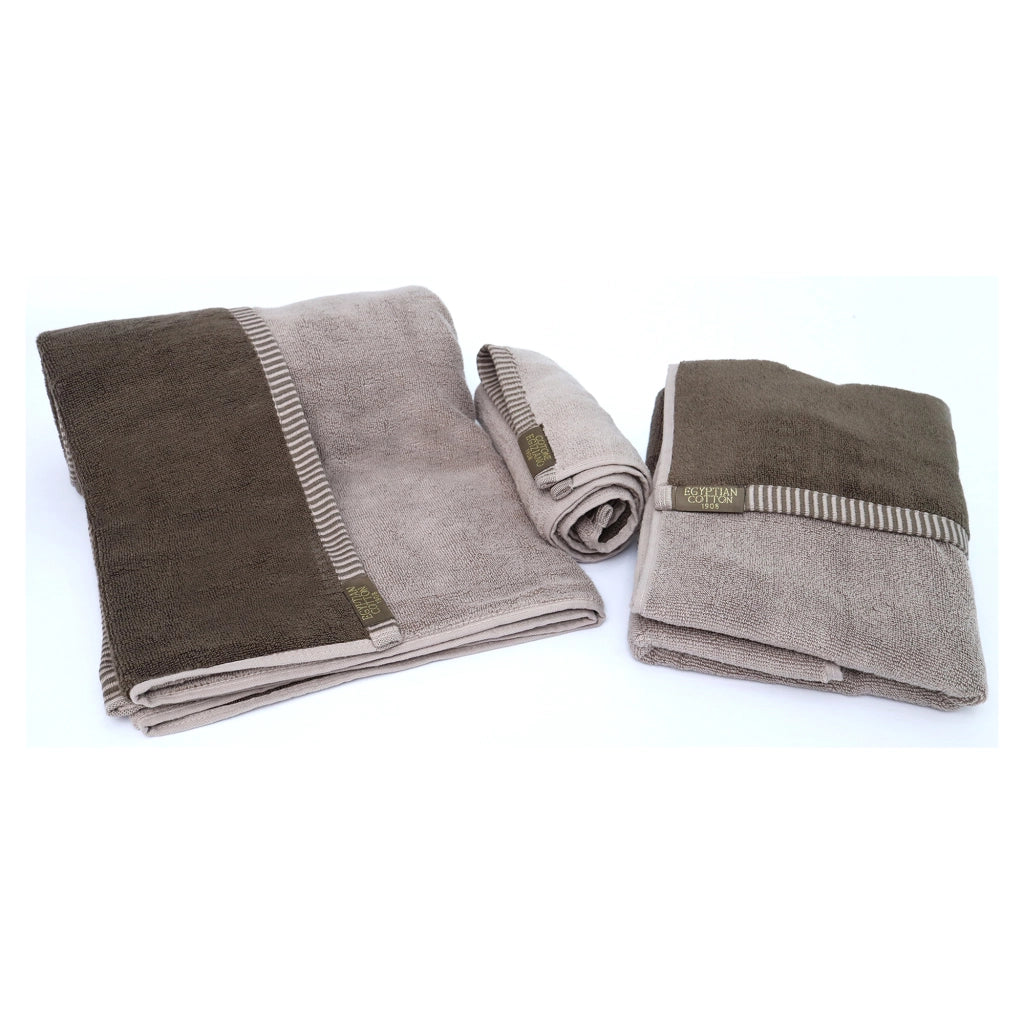 Sazaga, set di Asciugamani 100% Cotone set da 2 Reversibile, Beige Crema