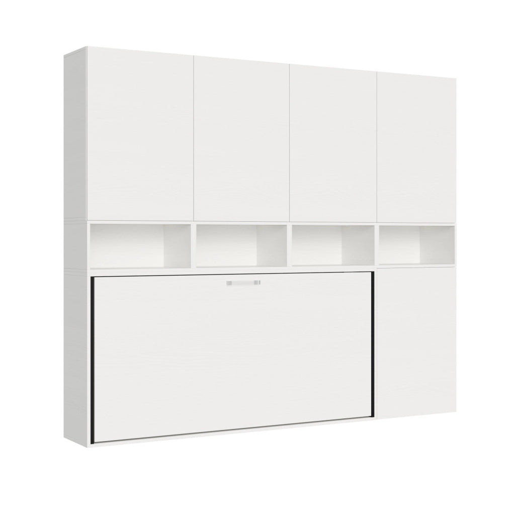 Letto Singolo a Scomparsa Composizione C Kando H226,7 Bianco Frassino con Materasso