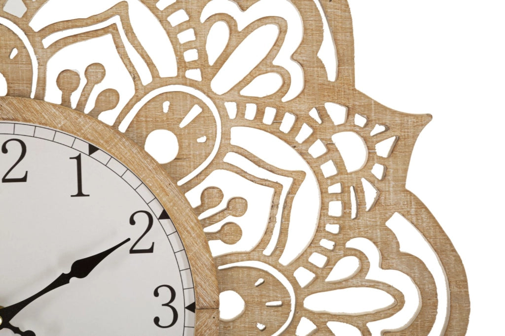 Orologio da Muro Carving Ø 60x4,5 cm in Rattan
