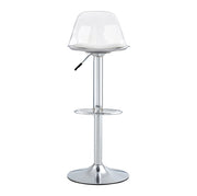 Set di 2 sgabelli da bar regolabili 82-104 cm trasparente e argento, girevoli 360°