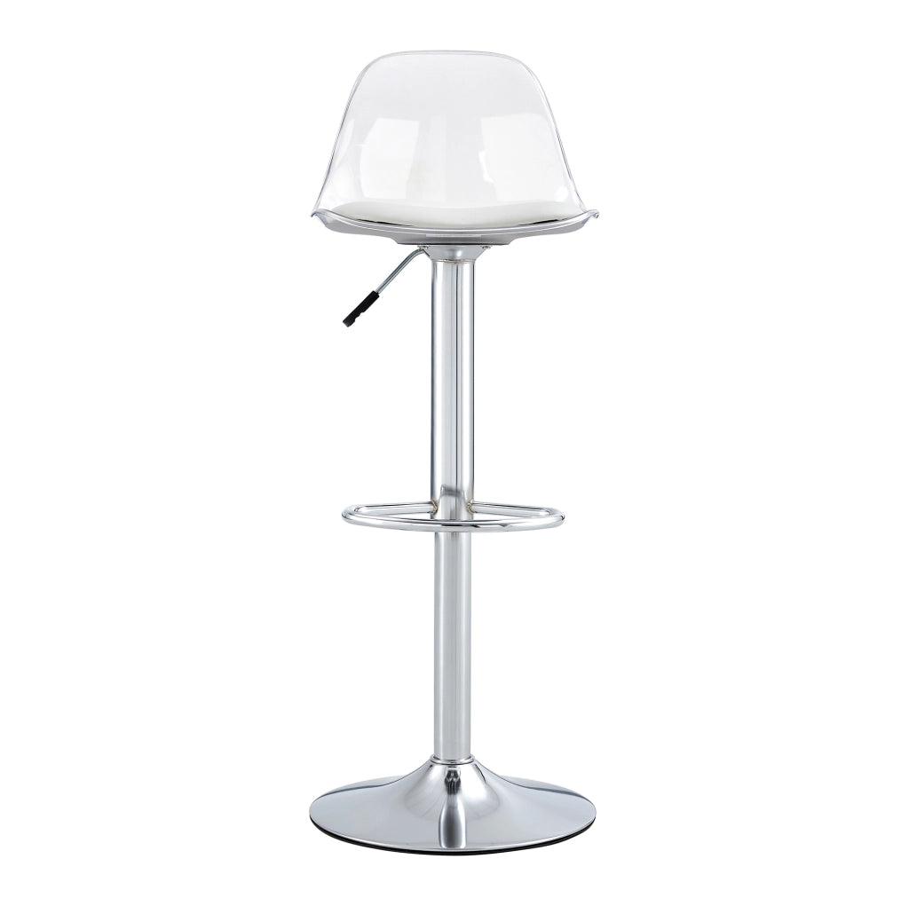 Set di 2 sgabelli da bar regolabili 82-104 cm trasparente e argento, girevoli 360°