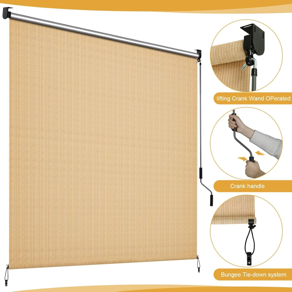 Tenda da sole verticale 120 x 180 cm, in HDPE per pergolato, tenda da sole, tubo in alluminio con manovella wireless, per balcone, terrazza, giardino, cachi, 1 pezzo