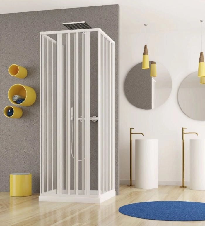 Box doccia in PVC 3 lati apertura bilaterale con doppia chiusura ad angolo - Misura: 90 x 90 x 90 x h185