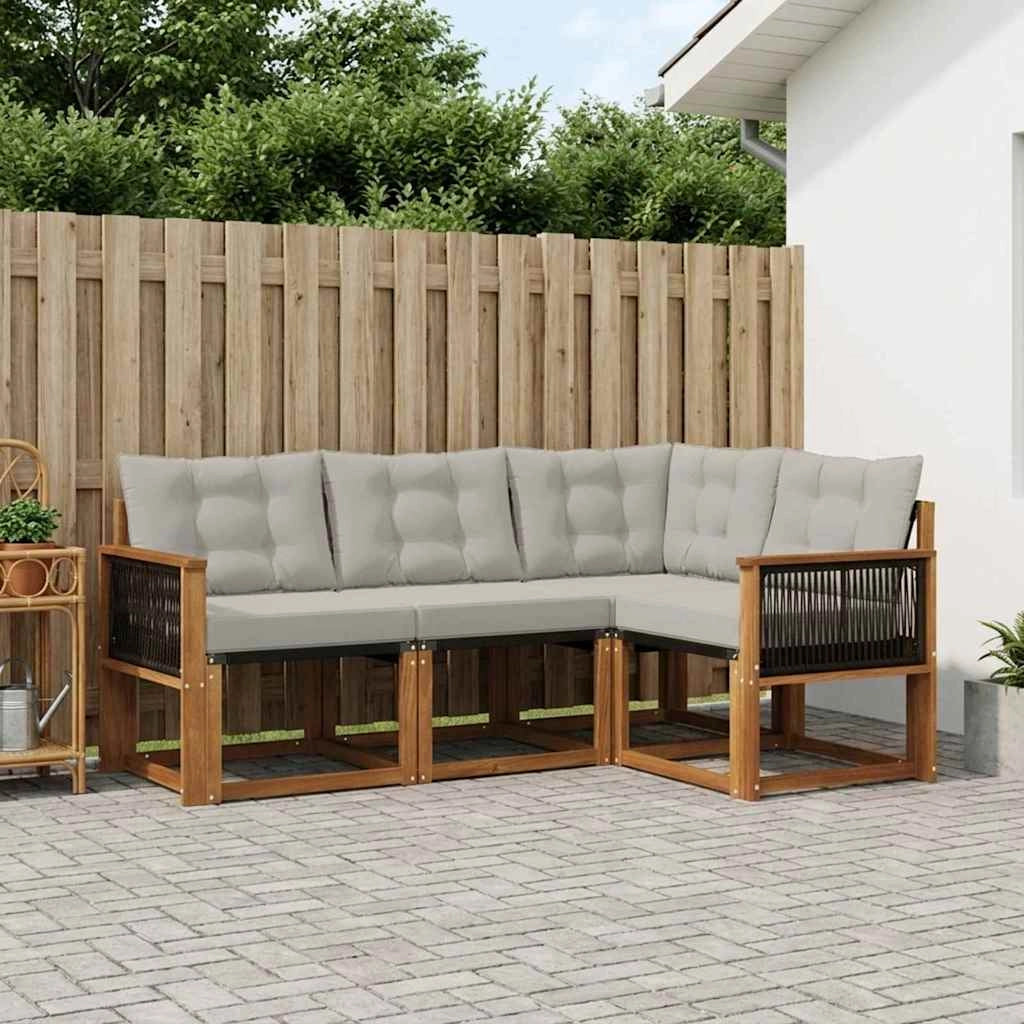 Set di divani da esterno 4 pz Naturale e Grigio Chiaro 3381919