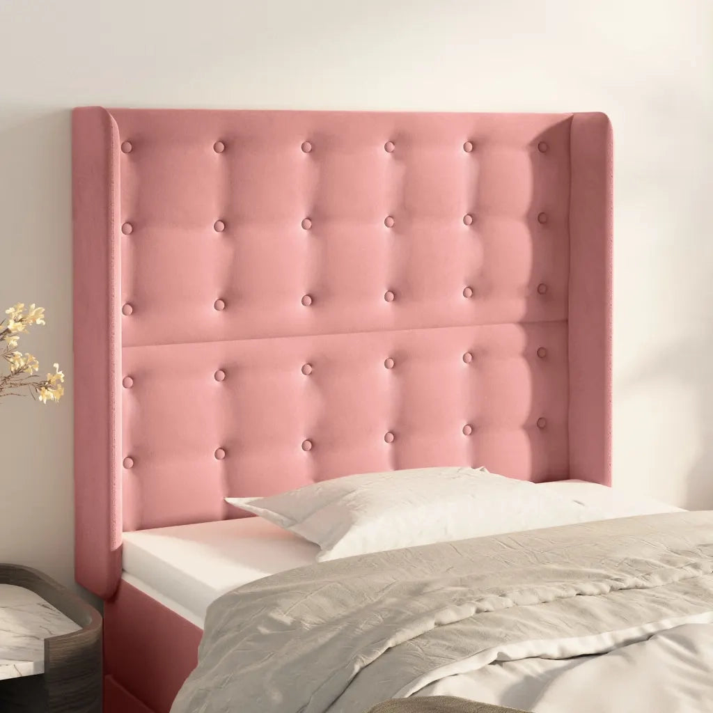Testiera | Testata ad Orecchio Nera 93x16x118/128 cm in Velluto