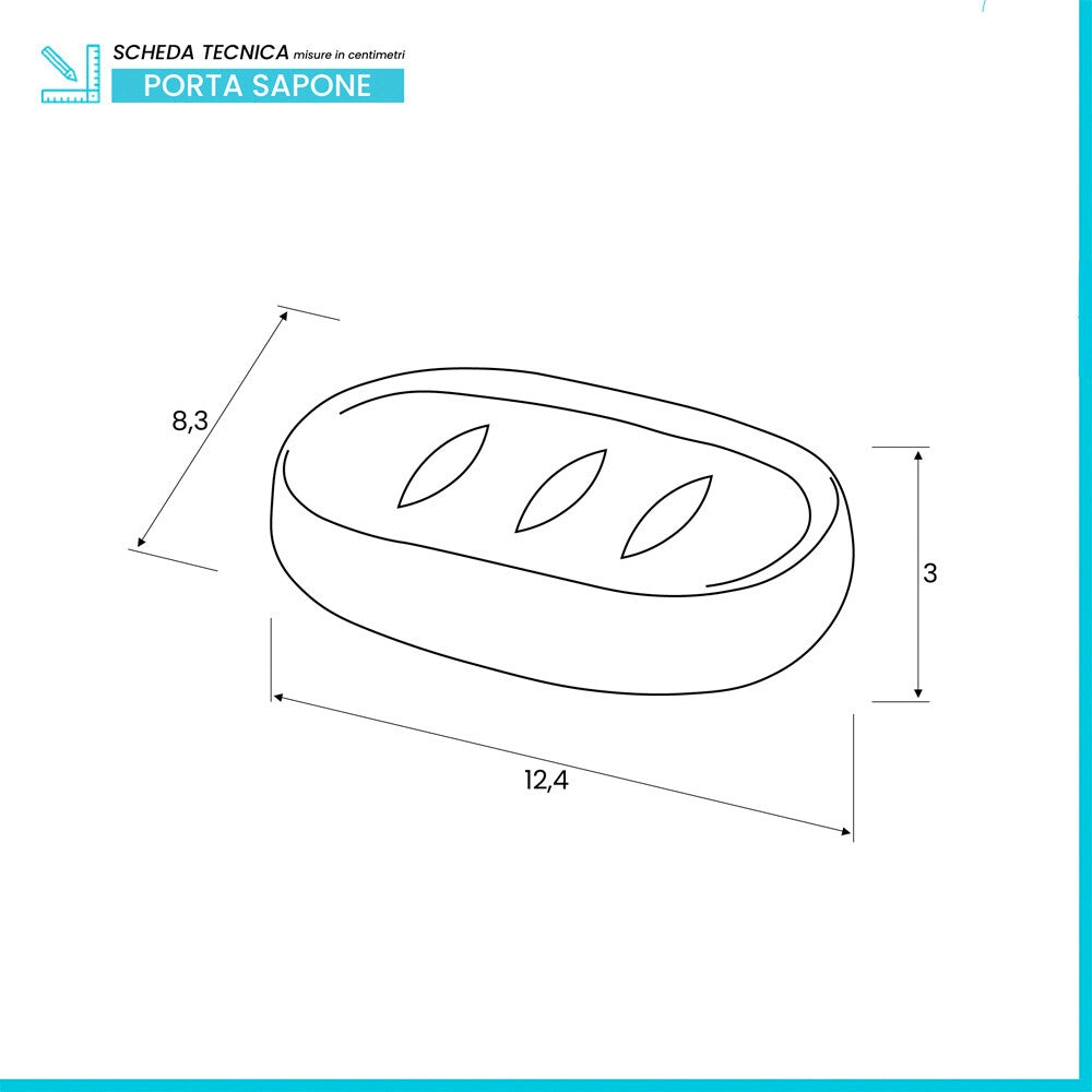 Porta sapone bagno turchese in ceramica antibatterica Sidney