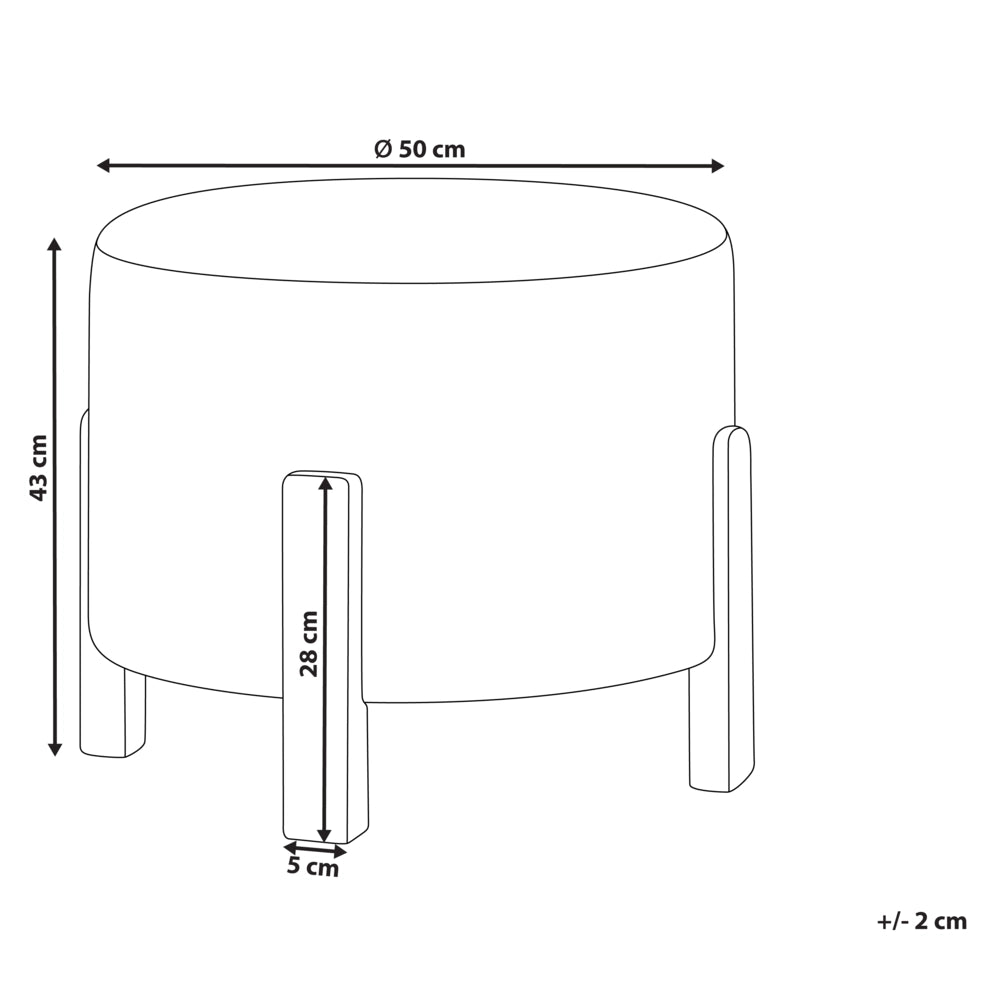 Pouf Bianco sporco in ciniglia Seduta imbottita Gambe tonde in legno