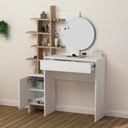 Pago, Consolle Specchio Incluso, 35x35x151h cm Bianco Quercia