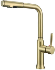 Kraan da bagno moderno con spruzzatore retrattile - lega dorata - doccia manuale