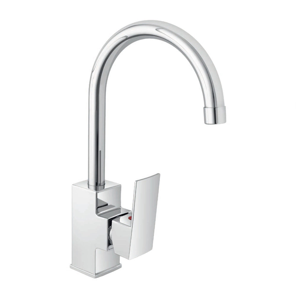 Miscelatore cucina quadro in acciaio inox con corpo orientabile