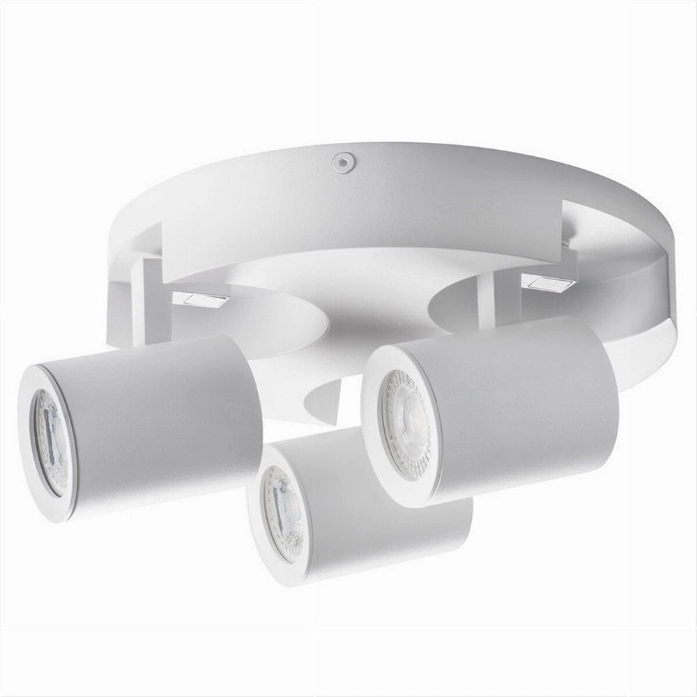 Trade Shop - Plafoniera 3 Diffusori Orientabile Soffitto Parete Tonda Gu10 Bianco Nero Th8804 -