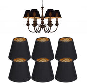 E14 lampenkappen in stoffa - alta trasparenza luminosa - nero e oro - adatto per lampadari - 6 pezzi
