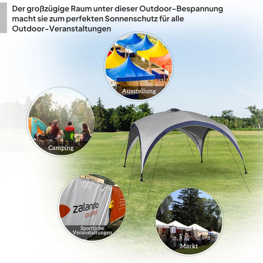 Gazebo da giardino ¨C Zephmum ¨C Poliestere crema e blu 4x4x2.5m