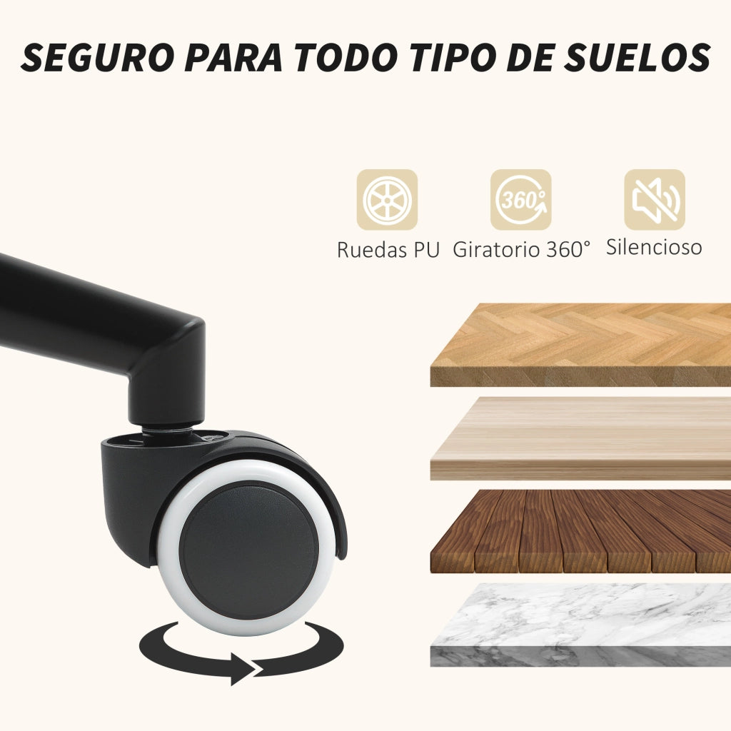 Sedia da ufficio con braccioli in legno, seduta regolabile con ruote ¨C Xylo ¨C Grigio 59x55x84-94cm