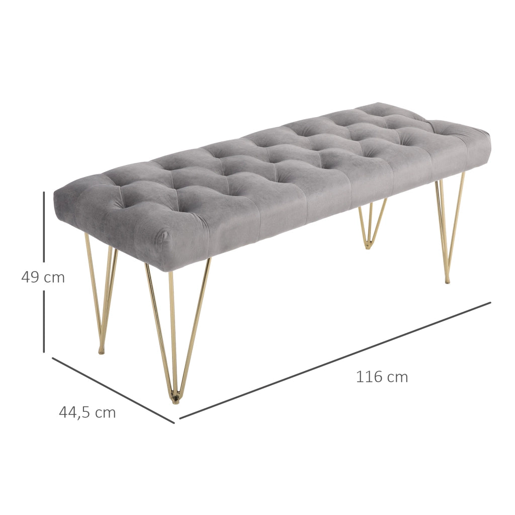 Panca Imbottita con Cassetti per Letto ¨C Zephmum ¨C Grigio 116x44,5x49 cm