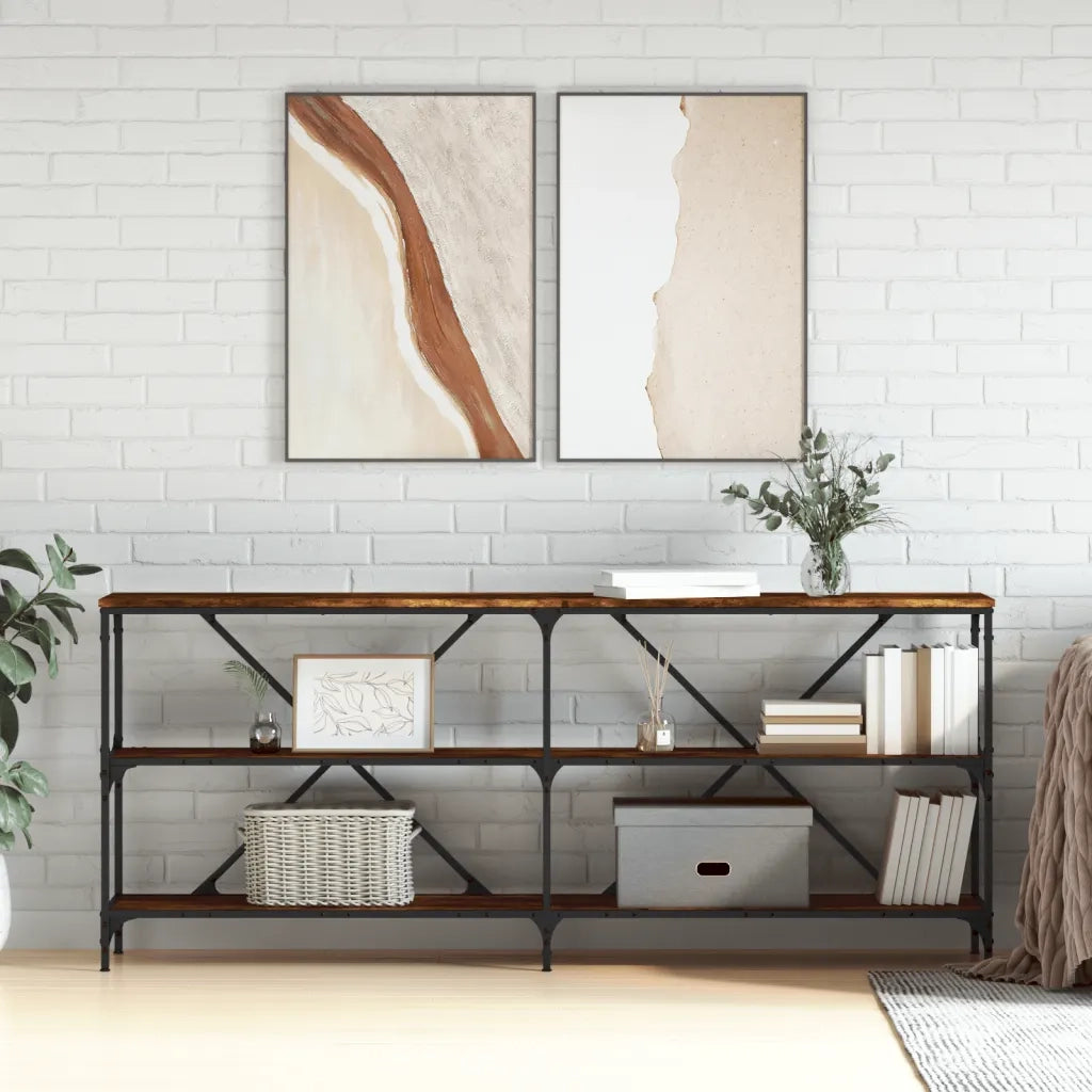 Tavolo Consolle Rovere Fumo 180x30x75cm Legno Multistrato Ferro 832855