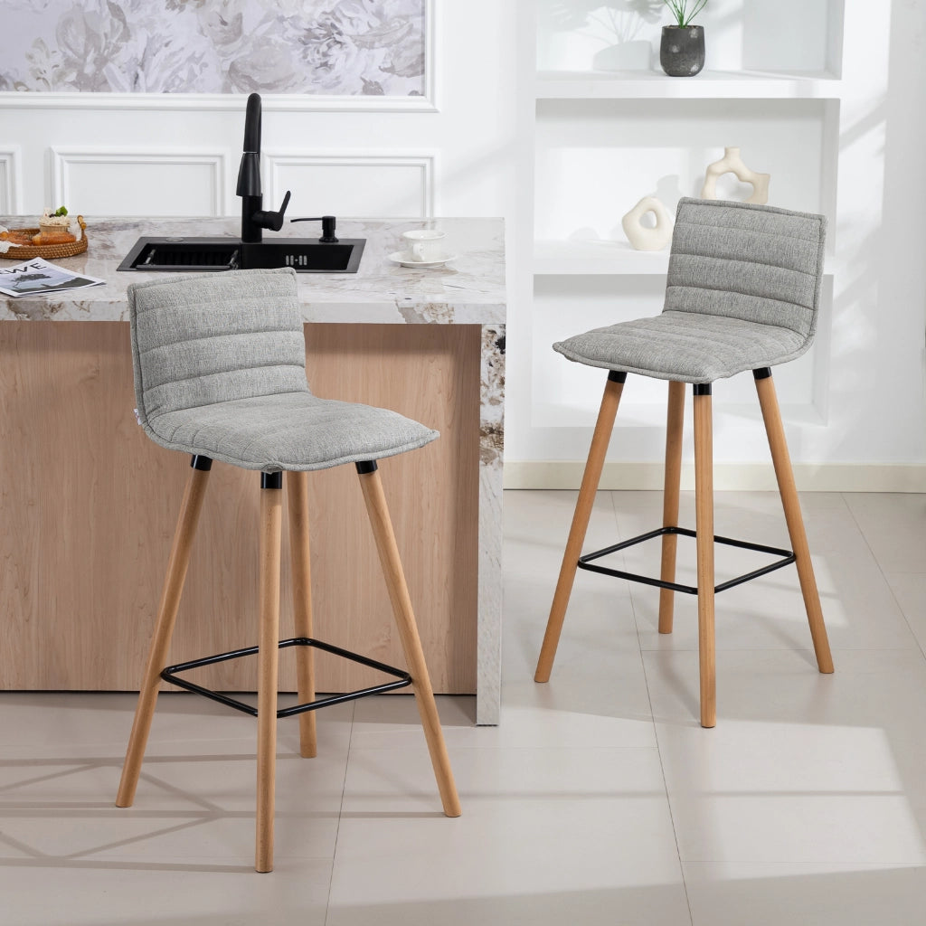 Set di 2 sgabelli da bar ¨C zephmum ¨C imbottiti in grigio, 48x48x99,5 cm