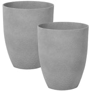 Set di 2 vasi in poliresina in fibra di vetro di colore grigio 35 x 35 x 42 cm interni ed esterni
