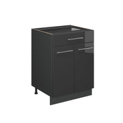 Vicco Mobiletto base per cucina Antracite lucido 60 cm con cassetto, senza piano di lavoro