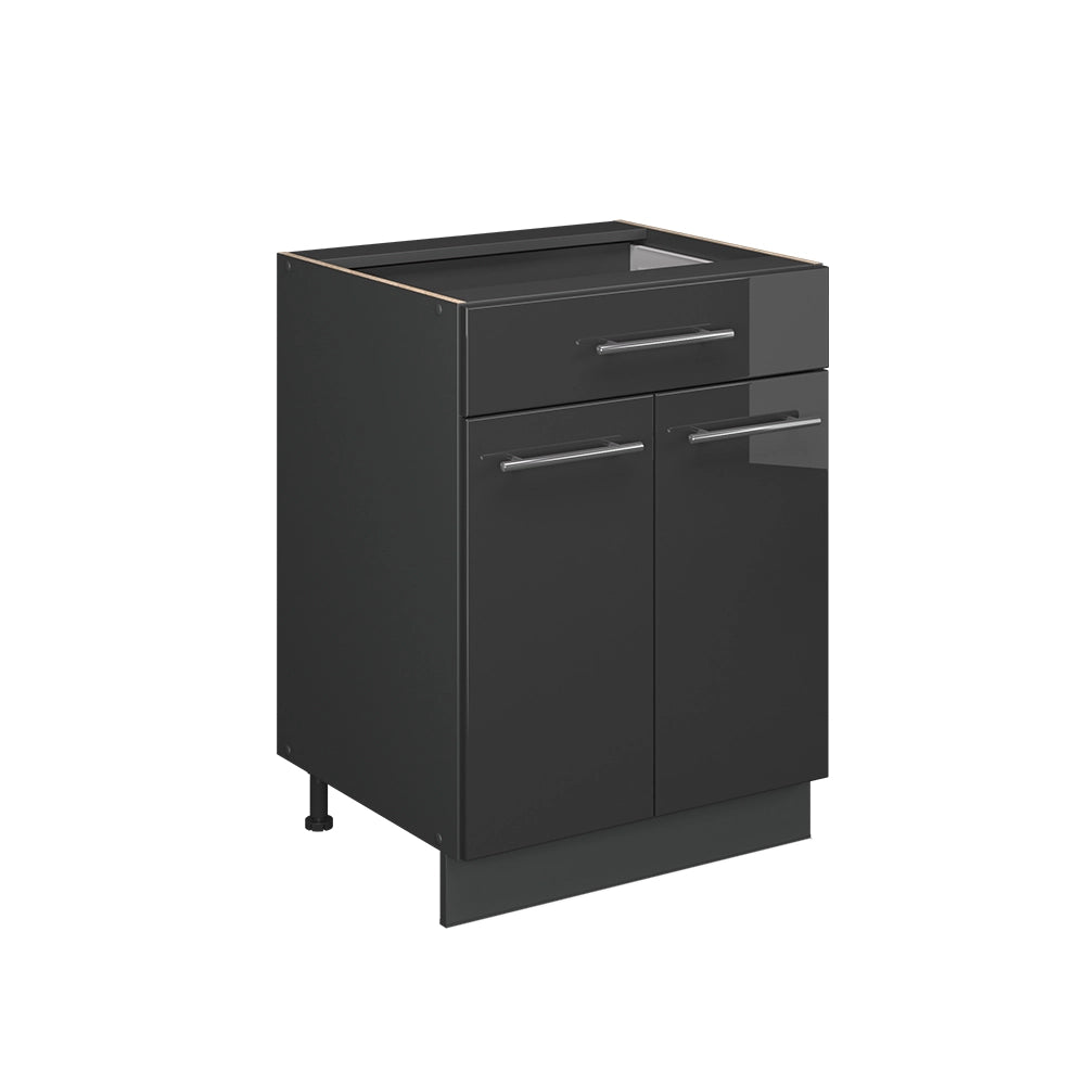Vicco Mobiletto base per cucina Antracite lucido 60 cm con cassetto, senza piano di lavoro