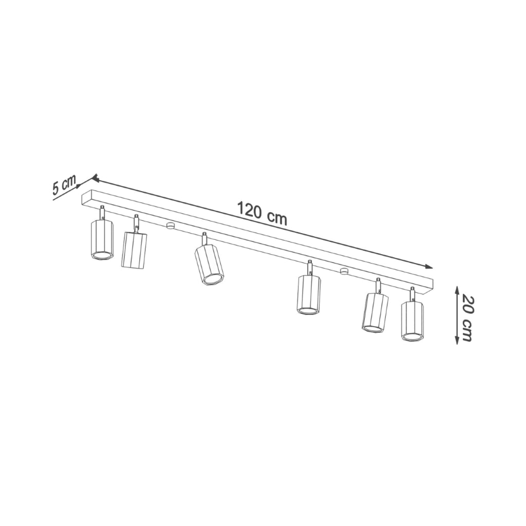 Lampada da soffitto scandinava a 6 luci in legno di quercia ZEKE GU10 LED IP20