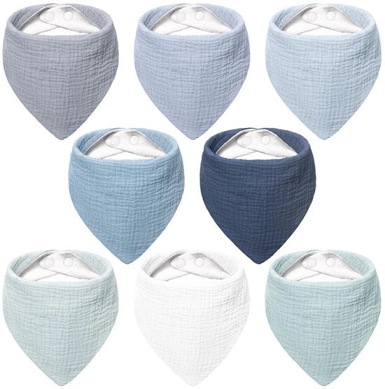 Asciugamani per Bambino, Fazzoletti Quadrati in Muslin, Asciugamani per Ragazzi e Ragazze, 100% Cotone, Fazzoletti Regolabili, 8 Pezzi (Menta-Ghiaccio)