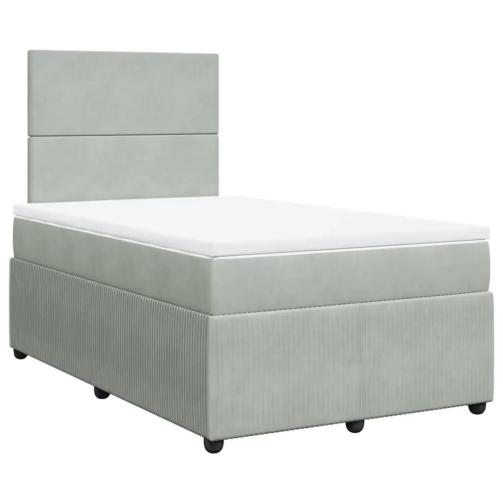 vidaXL Giroletto a Molle con Materasso Grigio Chiaro 120x190cm Velluto