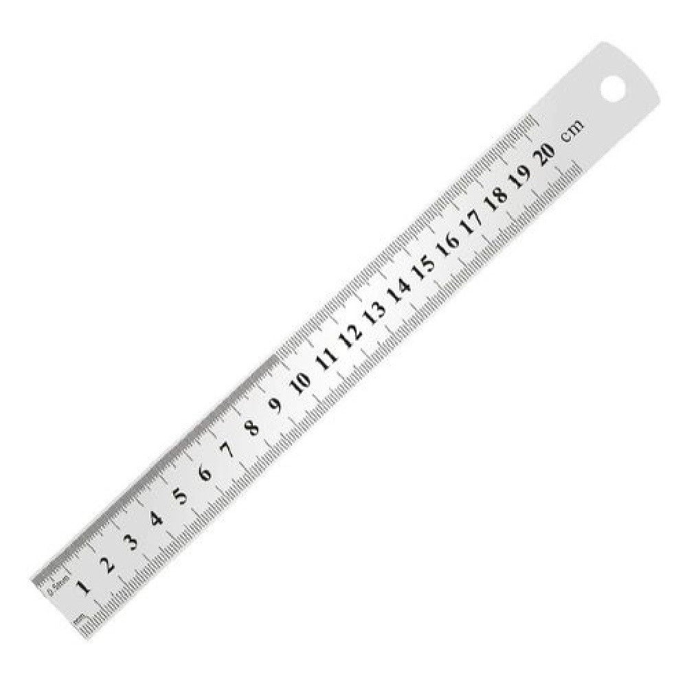 Trade Shop - Righello Metro In Acciaio Inox Metallo 1 Mm A 20 Cm Riga Segnatura Cm Inch 97762 -
