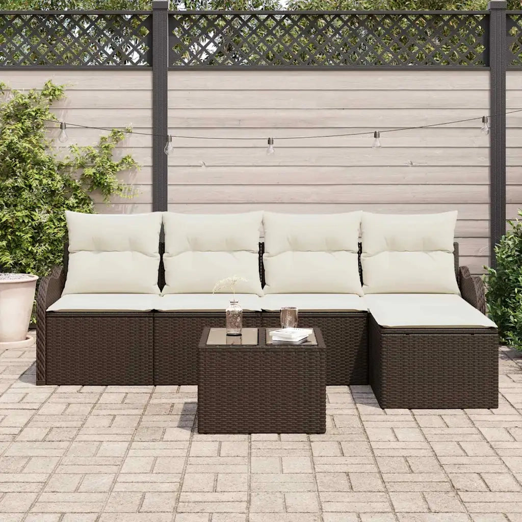 Set Divano da Giardino | Set Salotto da Giardino Marrone polyrattan